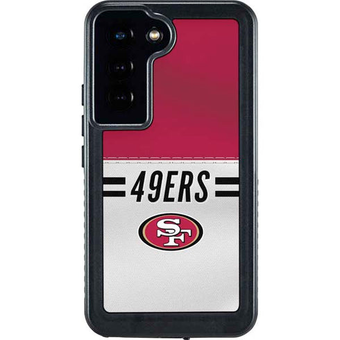 NFL San Francisco 49ers White Striped Galaxy S24 Waterproof Case